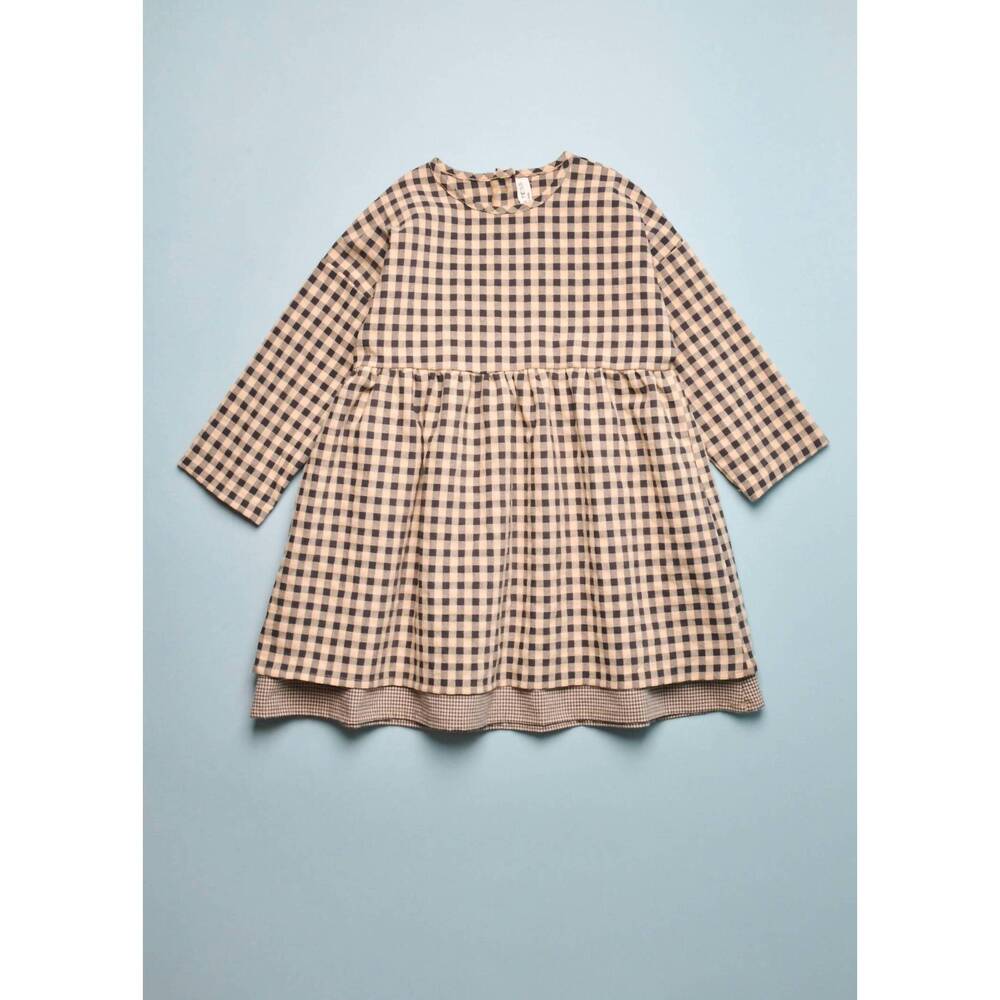 NEW BABE & TESS girls check dress in black/beige